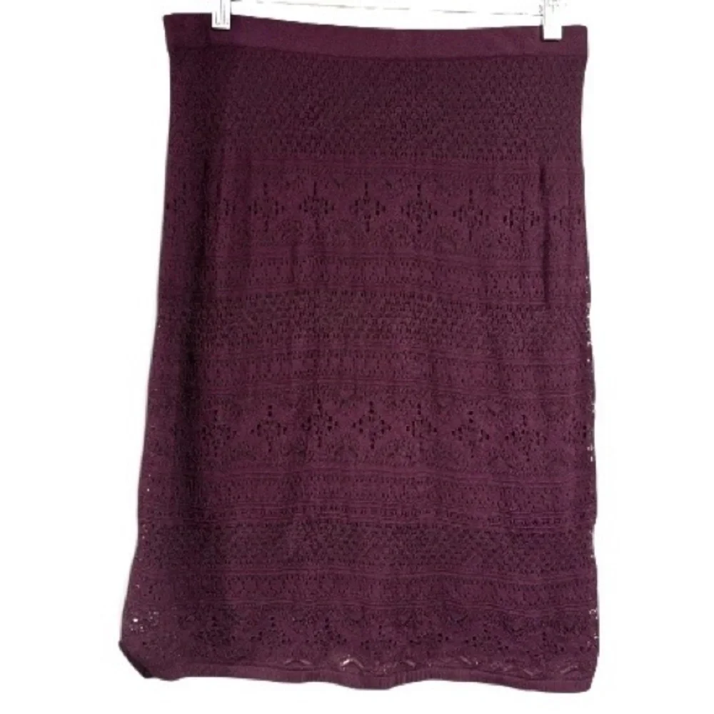 White House Black Market Plum Lace Midi Skirt